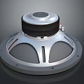 Computer Speaker With Metal Frame Circular Design Silver Subwoofer And Technical Components 3d model
