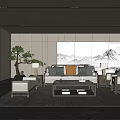 New Chinese Style Living Room Sofa Coffee Table Combination 3d model