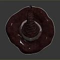 3D Rendered Spiral Decorative Structure On Textured Base Plate With Red Details