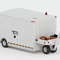 White TUG Trailer With Basketballs In Rear Compartment And Red Lights