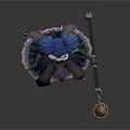 Game Movie Character With Blue Twin Tails Purple Dress And Lantern Staff