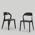 Elegant Modern Dining Chairs With Black Frame And Gray Cushion Design 3d model