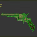 Classic Brass Revolver With Polished Metal Barrel And Red Marble Grip