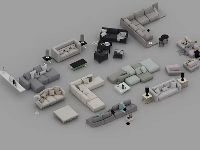 Modern Stylish Sofa Coffee Table Sets With Side Tables Lamps And Decor 3d model