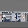 Modern Mall Store Interior With Glass Partitions Seating Area And Display Counters 3d model