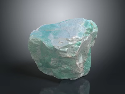High Quality Natural Green Raw Stone With Detailed Textured Surface And Rough Edges 3d model