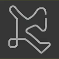 Transparent Blue Curved Airplane Runway Structure on Black Background with Reflective Effect