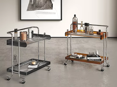 Modern Movable Side Table Storage Rack Small Cart Small Coffee Table Simple Corner Table 3d model