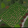 Outdoor Green Maze Play Equipment With Lush Trees And Colorful Flowers