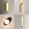 Modern Wall Lights With Different Geometric Shapes And Mixed Wooden Metal Materials