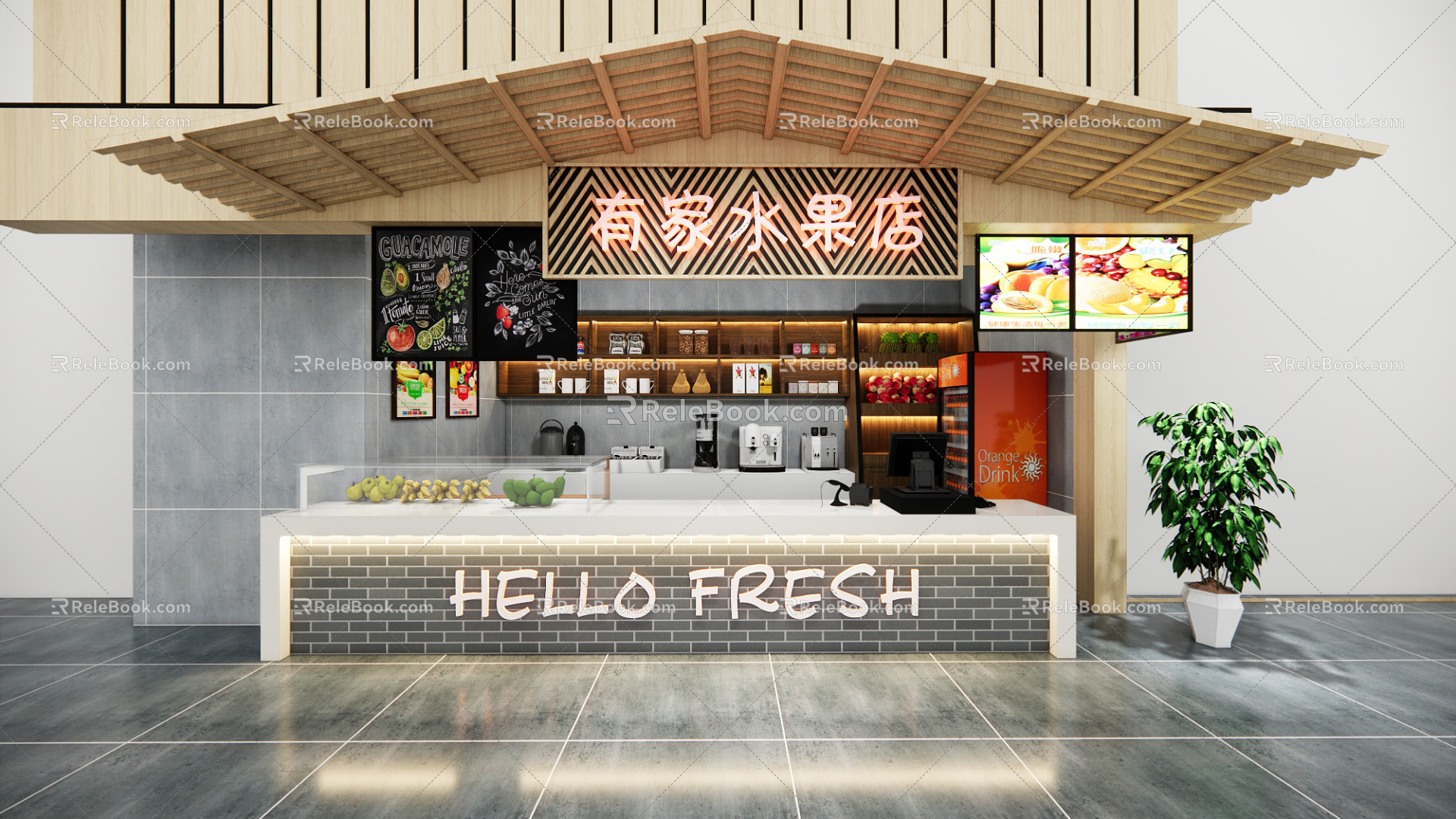 Modern Fruit Shop 3d model