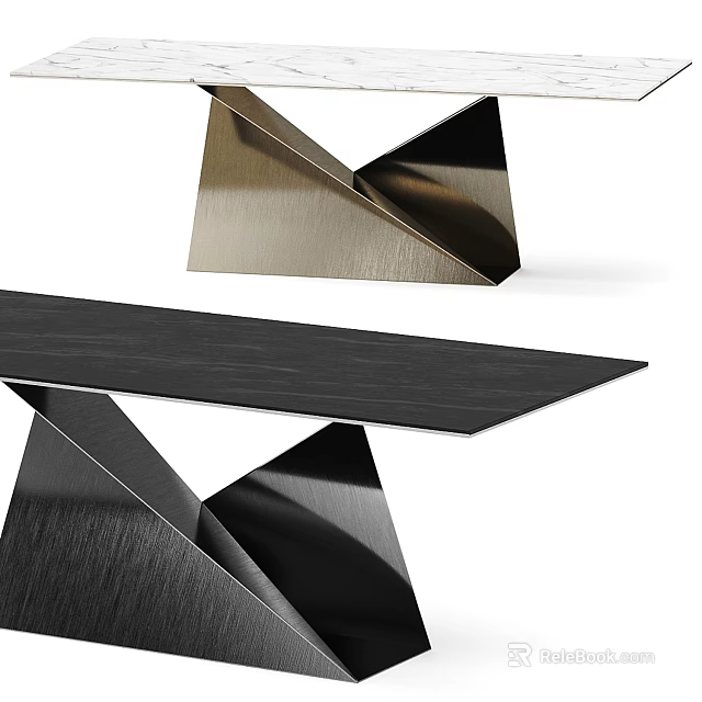 Modern Geometric Tables With Metallic Legs And Black Tabletop Design 3d model 