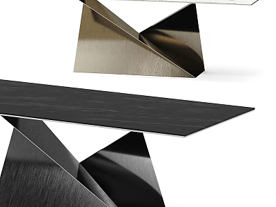 Modern Geometric Tables With Metallic Legs And Black Tabletop Design 3d model