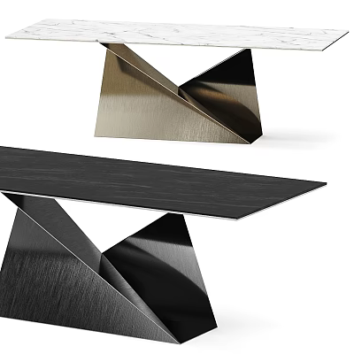 Modern Geometric Tables With Metallic Legs And Black Tabletop Design 3d model