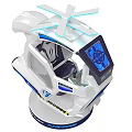 3D Experience VR Gaming Cockpit With Blue White Design And Top Propeller