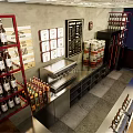 Stylish Bar Counter With Black High Stools Red Cushions White Wooden Decor And Wine Racks