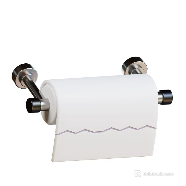Stainless Steel Toilet Paper Holder With White Wavy Pattern Toilet Paper Roll 3d model 
