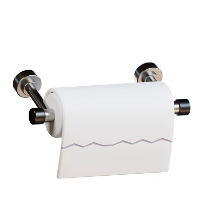 Stainless Steel Toilet Paper Holder With White Wavy Pattern Toilet Paper Roll 3d model