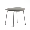 Modern Stylish Stool With Brown Upholstered Seat And Silver Metal Legs Design