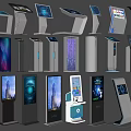 Public Facilities With Self Service Kiosks And Touchscreen Information Terminals 3d model