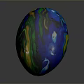 Colorful Decorative Sphere With Swirling Blue Green Yellow Patterns For Modern Interior Decoration