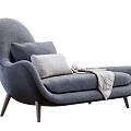 Modern Upholstered Chaise Lounge With Gray And Beige Fabric Pillows And Throw Blanket