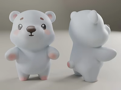 Cartoon cute little white bear 3d model