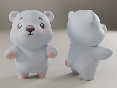 Cartoon cute little white bear 3d model