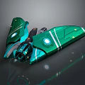 Futuristic Green Sci Fi Spaceship Model With Glowing Lights And Sleek Wing Structure 3d model
