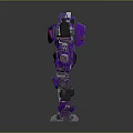 Purple Robot Character With Mechanical Arms Legs Glowing Chest And Metallic Design