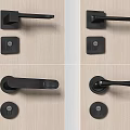 Modern Black Door Handles With Various Stylish Designs On Light Wood Door Panels
