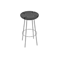 Black Padded Seat Bar Stool With Metal Legs And Footrest Ring