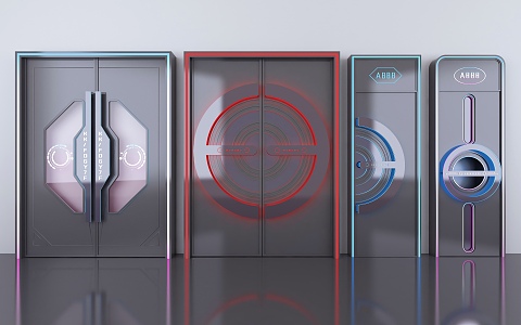 Technology double door technology air door combination science fiction induction door electric science fiction door science fiction wind double door swing door KTV swing door technology single door 3d model