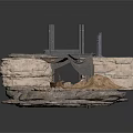 Natural Rock Scene Decorative Formation With Metal Frame Mesh Fabric And Stone Platform