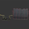 Industrial Style Metal Scene Components With Textured Vertical Panels And Curved Brackets