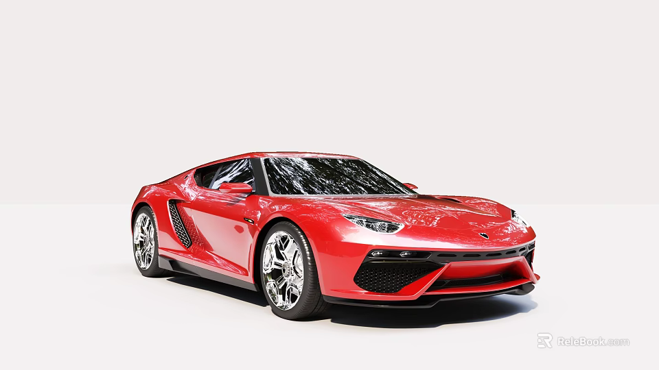 Red Sports Car With Sleek Aerodynamic Design Sporty Exterior And Alloy Wheels 3d model 