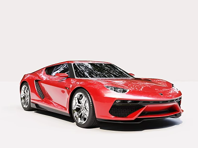 Red Sports Car With Sleek Aerodynamic Design Sporty Exterior And Alloy Wheels 3d model