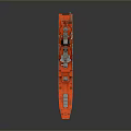 Detailed 3D Military Ship Model With Red Deck White Hull And Antennas
