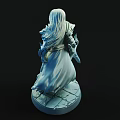 Fantasy Warrior Sculpture with Intricate Armor Sword and Circular Base Design
