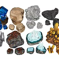 Colorful Natural Crystal Mineral Decorative Ornament Set With Varied Shapes And Textures