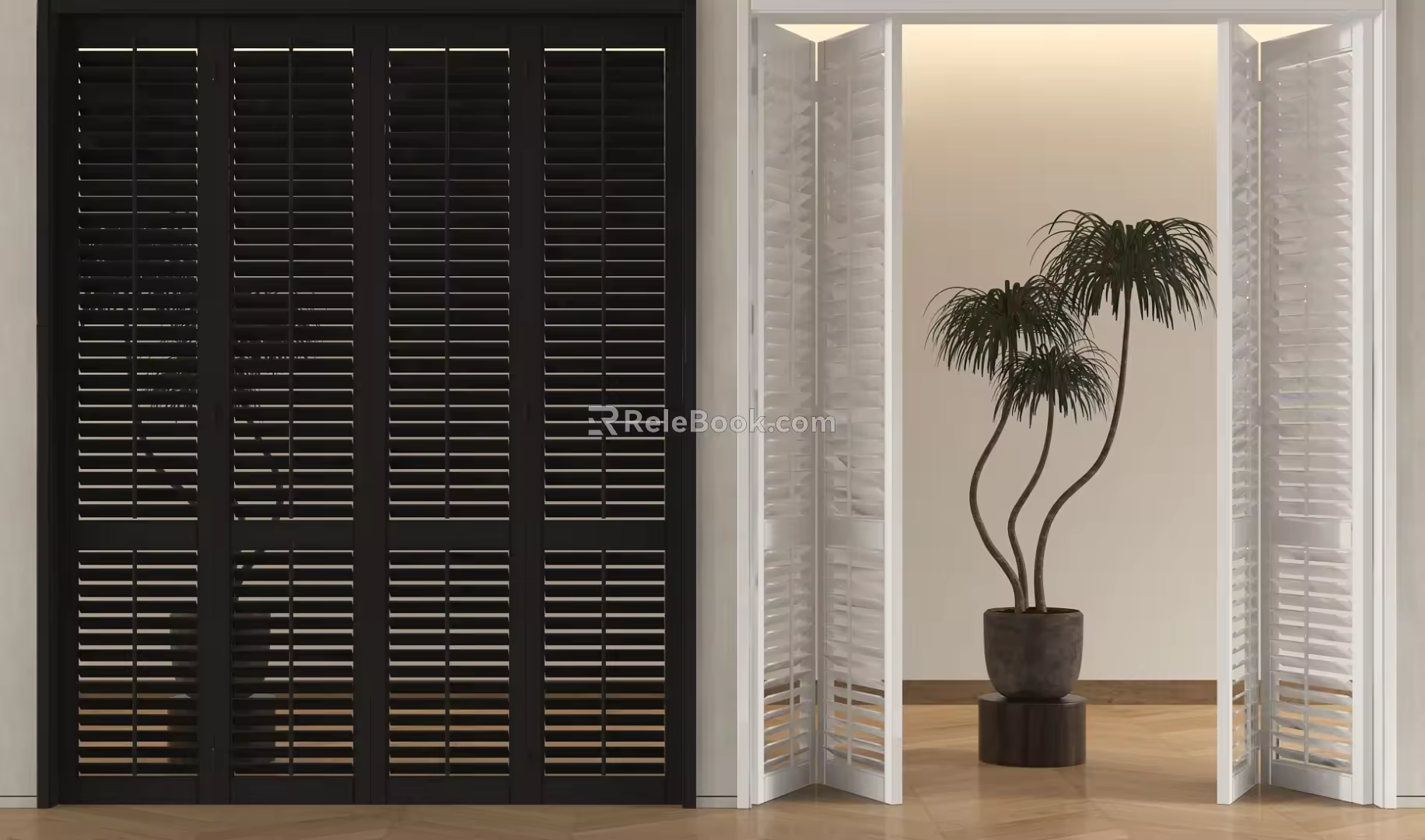 Modern solid wood folding door multi-link sliding door 3d model