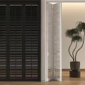 Modern solid wood folding door multi-link sliding door 3d model