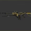 Pixel Art Rifle Weapon 3D Model With Detailed Design And Gaming Style