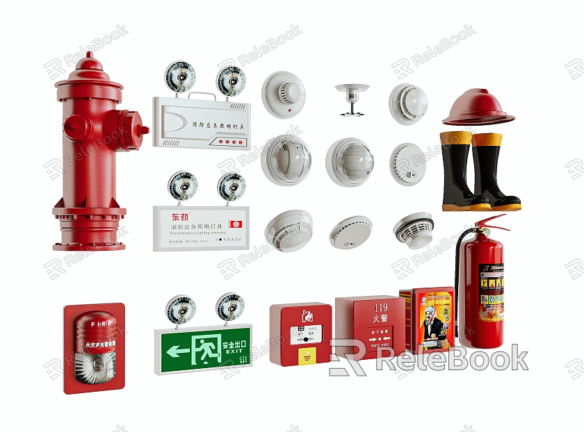 Fire hydrant fire extinguisher emergency light alarm smoke sense model