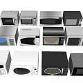Stylish Modern Kitchen Appliances Featuring Various Microwaves In Different Designs 3d model