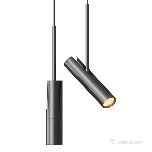 Modern Black Metal Pendant Lights With Sleek Design And Warm Illuminated Glow 3d model 