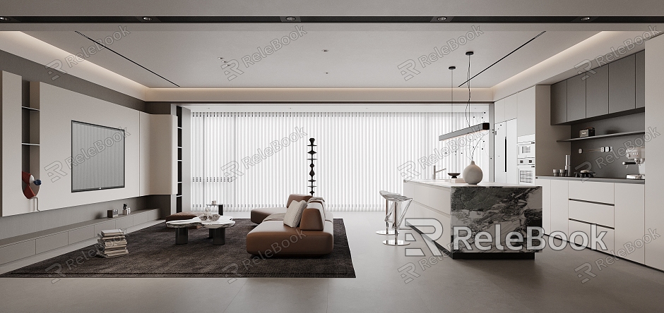 Modern Minimalist Restaurant Sofa Coffee Table Combination Nakajima Table and Chair Combination Sofa Background Wall Large Horizontal Hall Guest Restaurant Curtain Dream Curtain model