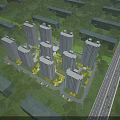 Aerial Planning of Residential Area with High Rise Buildings Greenery and Roads