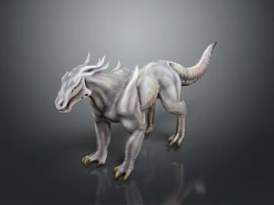 Game and Movie Character Mythical Creature With White Scaly Skin Horned Head And Sharp Claws 3d model