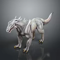 Game and Movie Character Mythical Creature With White Scaly Skin Horned Head And Sharp Claws